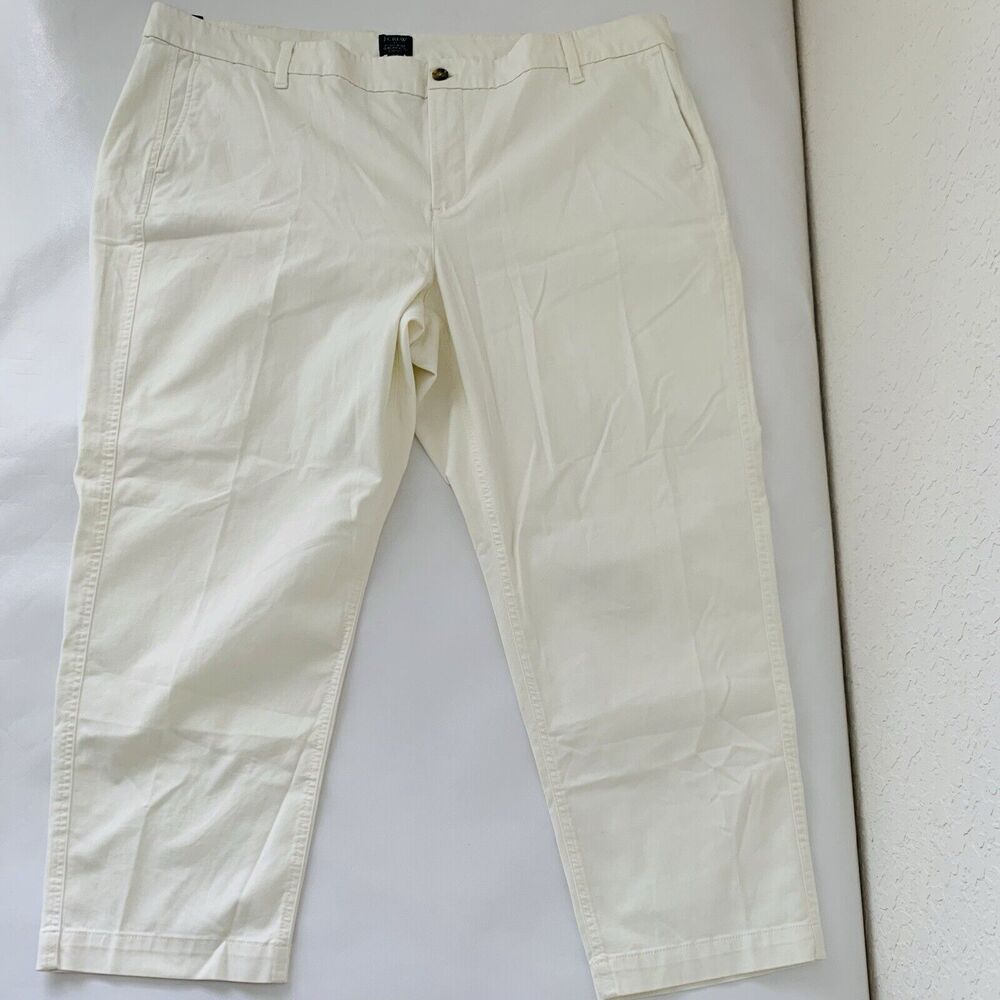 NWT J Crew High Rise Girlfriend Chino Pant Women Plus 22 Ivory Career Preppy Job